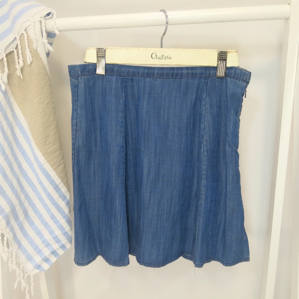 Aritzia Light Wash Denim Chambray Mini Skirt